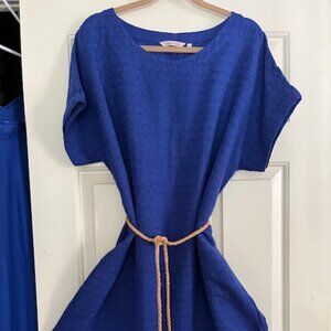 Brilliant blue cotton shift dress